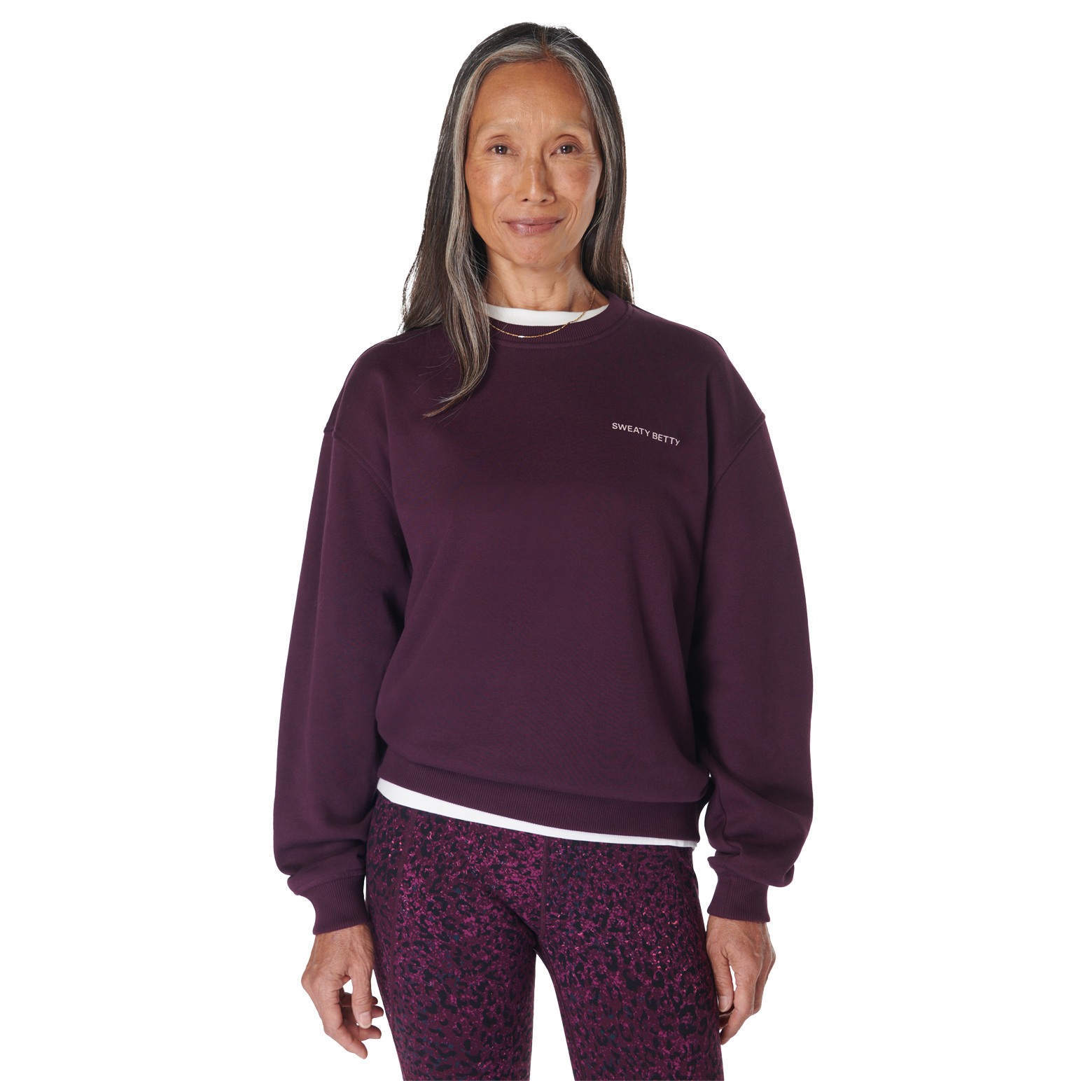 Sweaty Betty Revive Crew Neck Sweatshirt Midnight Cherry Purple